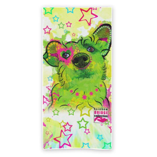 Badehandtuch Luna – Popart-Hundemotiv, 75x165 cm, 100 % Polyester, weich & schnelltrocknend
